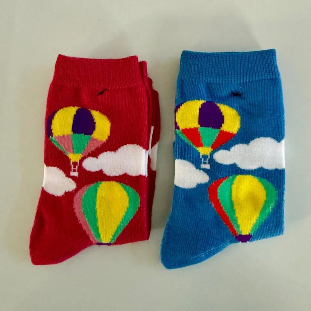 Hot Air Balloon Aircraft Sky Airborne Air Glider Clouds 2 Pairs Women's Socks